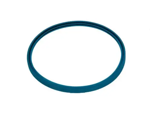 Blaue Dichtung von Bosch in ringförmiger Form, geeignet für Dichtungsanwendungen. Leicht gewölbt mit einer einfachen, glatten Oberfläche.